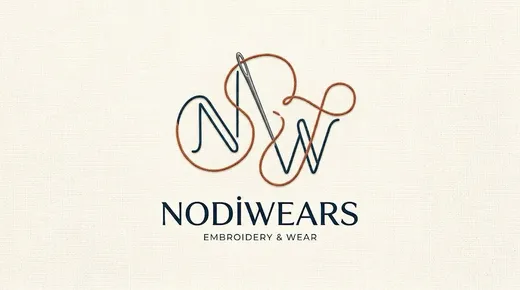 nodiwears nakış ve giyim logosu: iğne ve ipten oluşan N ve W harfleri